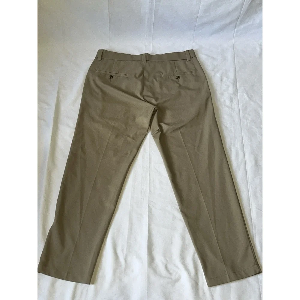Haggar Cool Right Performance Flex Mens Pants 34 x 29 Khaki Chino Straight Fit